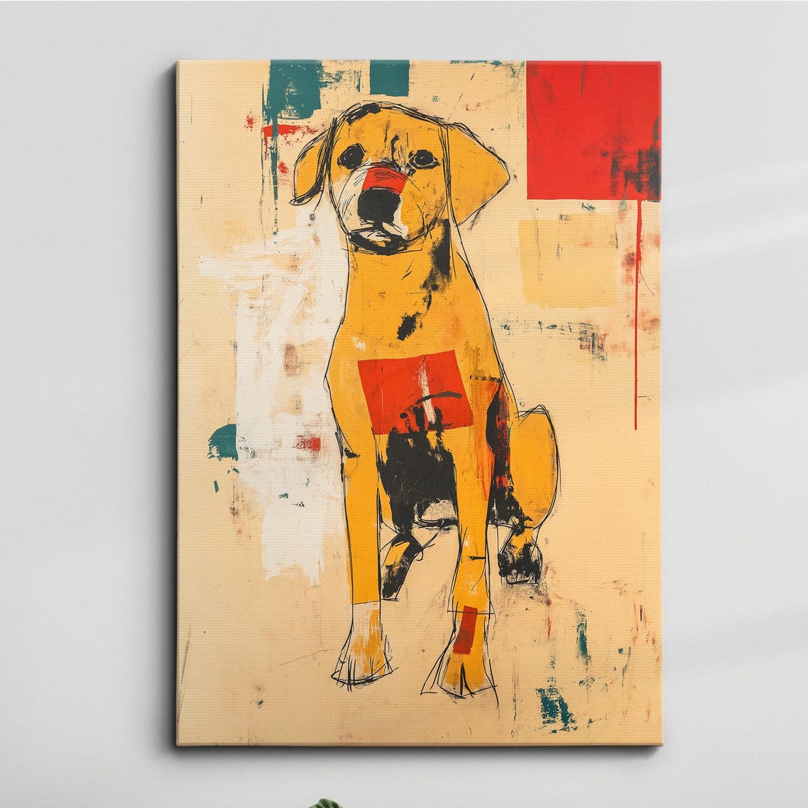 Golden Retriever Fun Beige Animal Dog Pet Lover Oil Painting Wall Art Framed Canvas Poster Print Home Kitchen Living Room Decor Gifts