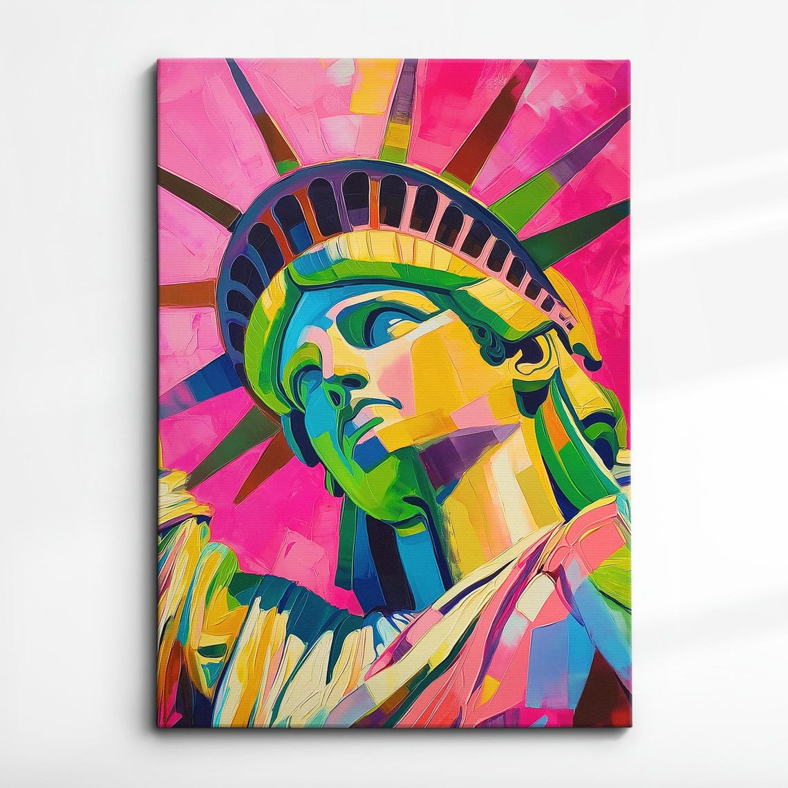 Statue Of Liberty New York City Usa Abstract Modern Oil Painting Wall Art Framed Canvas Poster Print Home Living Room Decor Gifts