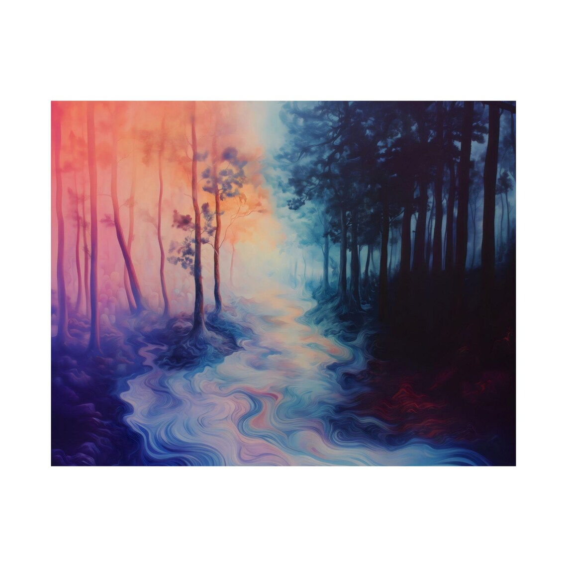 Foggy Melting Forest With Pink and Blue Swirling Mist Poster - Image 3