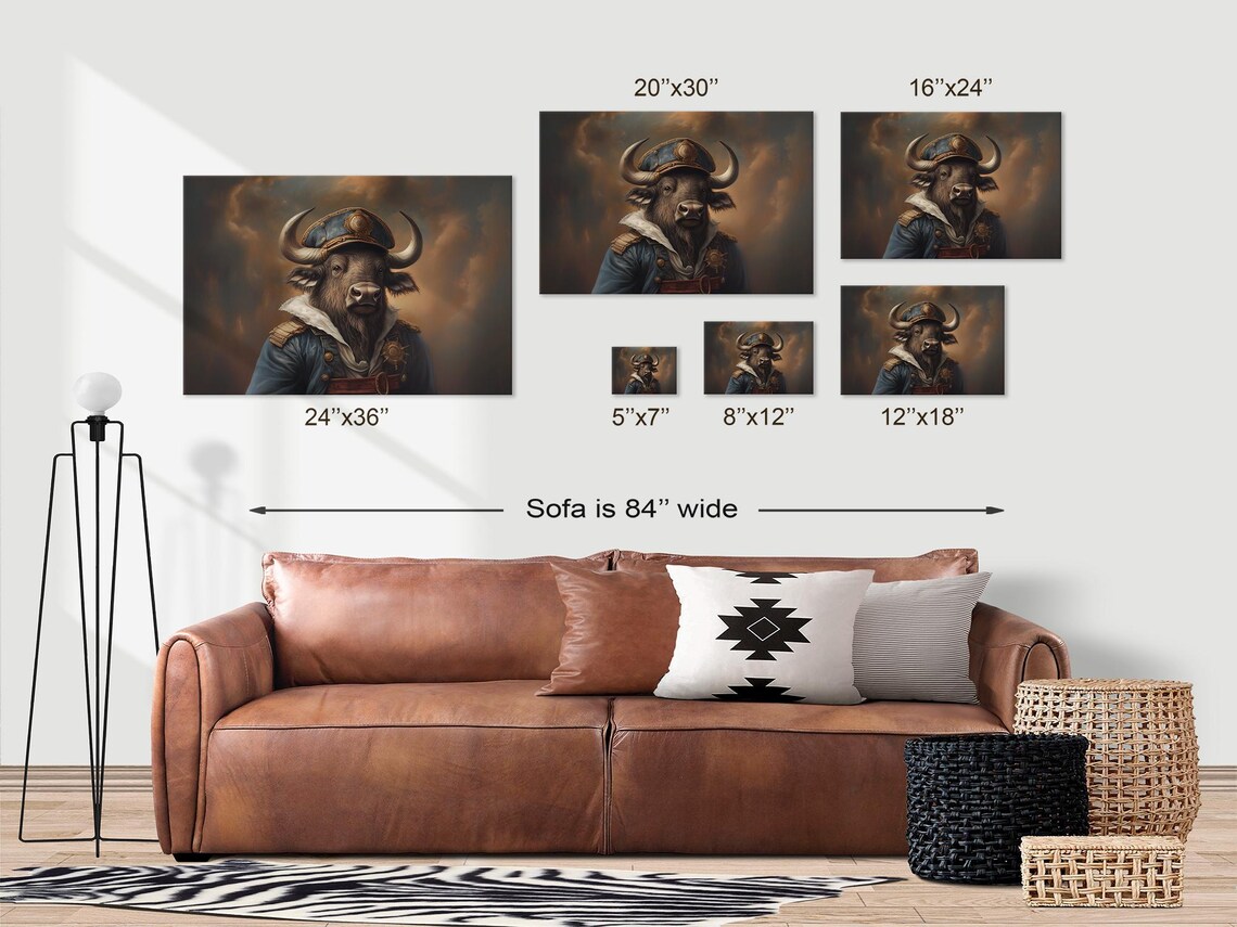 Buffalo Naval Captain in Uniform Dramatic Oil Painting Style Animal Poster - Image 3