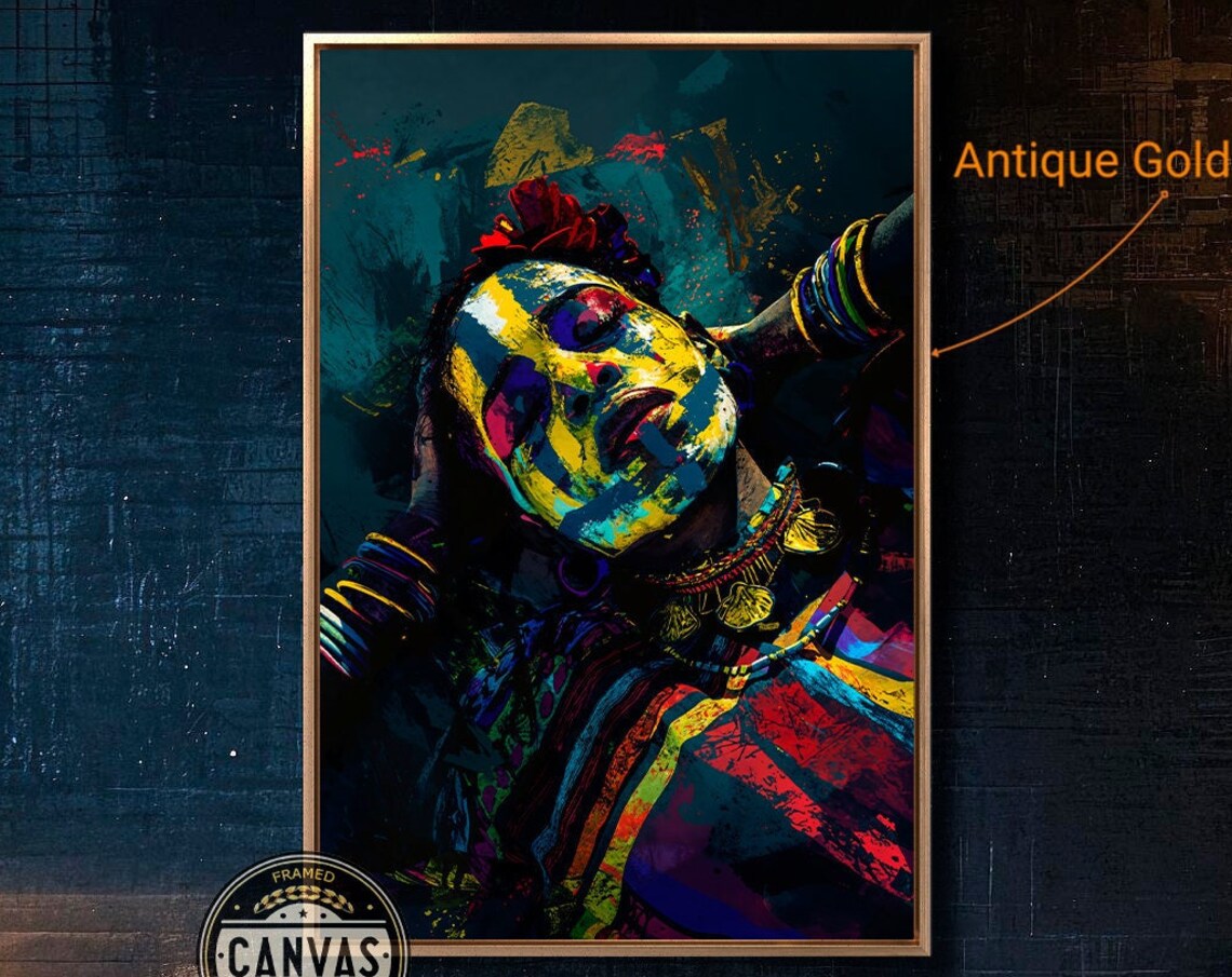 African Tribal Woman Abstract Portrait Colorful Cultural Wall Poster