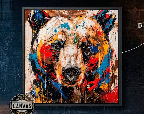 Colorful Grizzly Bear Abstract Wildlife Art Print