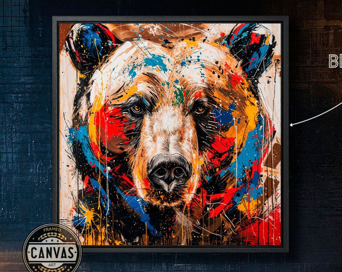 Colorful Grizzly Bear Abstract Wildlife Art Print