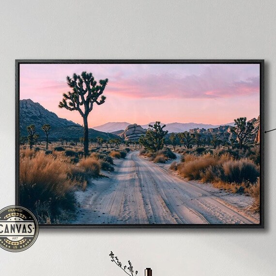 Desert Sunrise Landscape Framed Wall Art Joshua Tree Photography Print Serene California Nature Home Decor Large Poster Ready To Hang