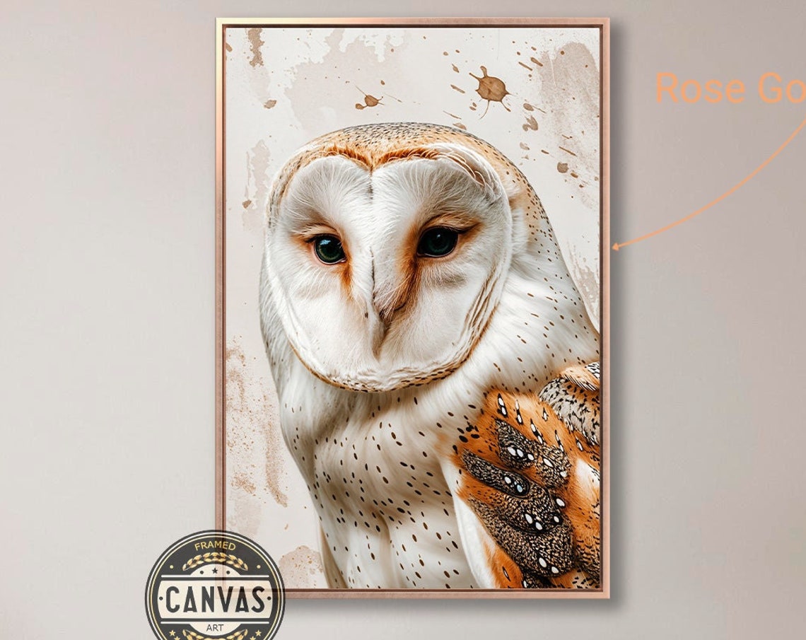 Charming Barn Owl Close Up Warm Splatter Wildlife Portrait Poster