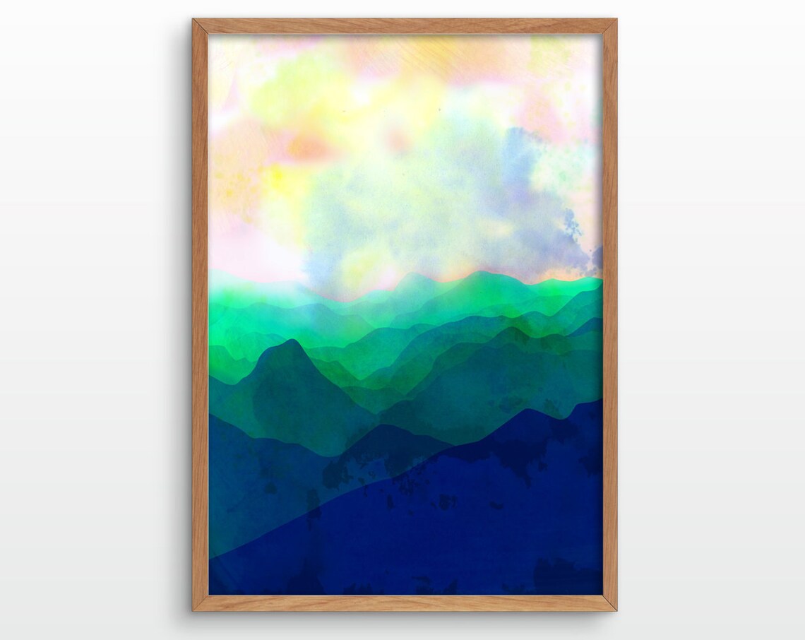Misty Mountains Minimalist Landscape Art Print