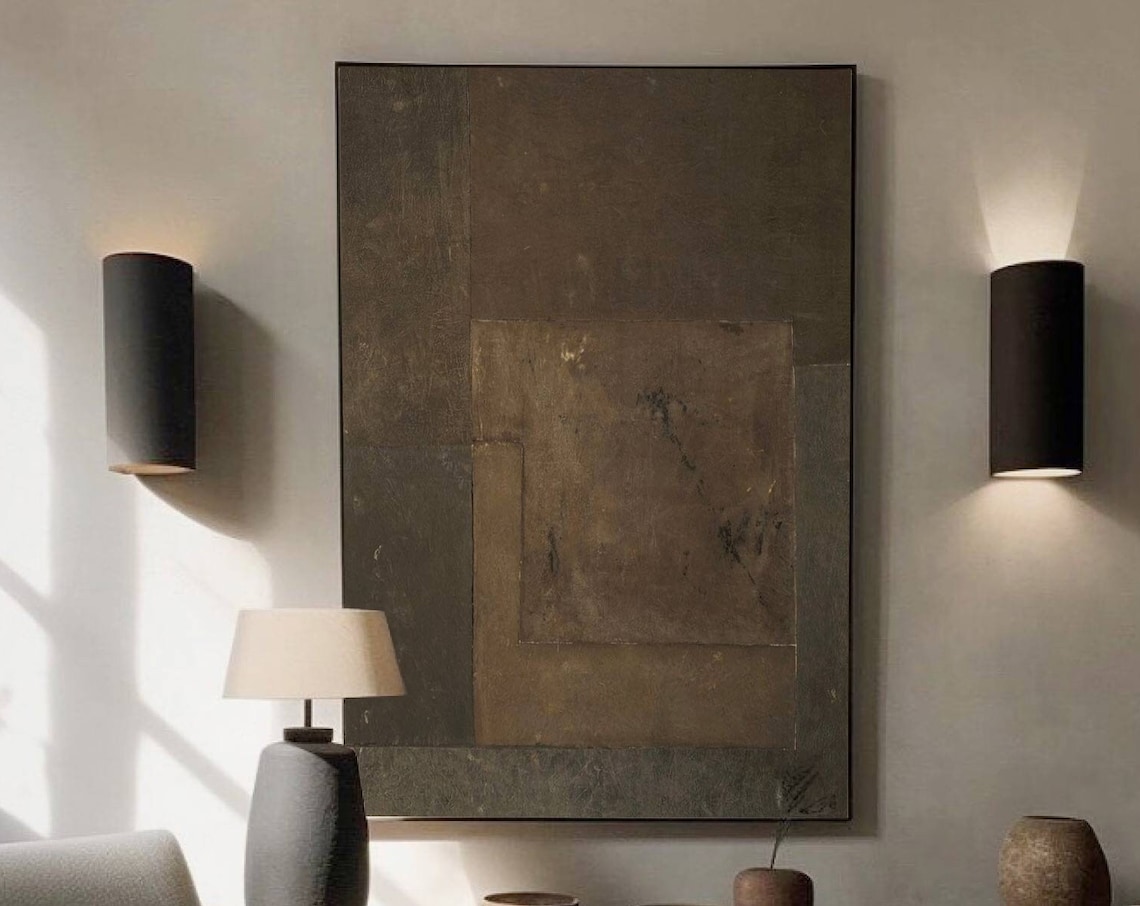 Brown Wabi-Sabi Abstract Art Print, Minimalist Decor