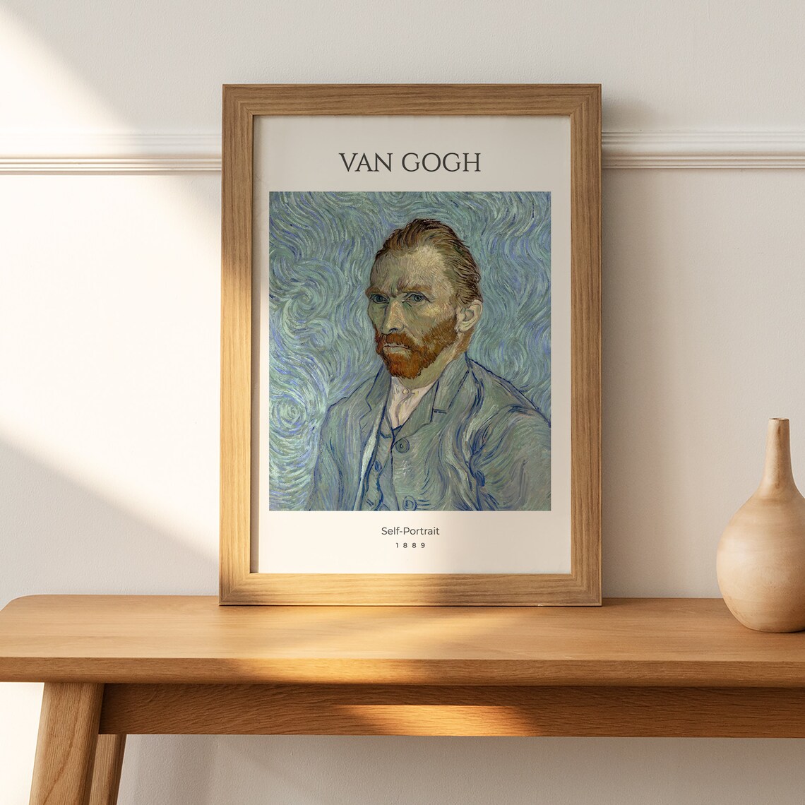 Van Gogh Self Portrait 1889 Swirling Blue Background Famous Painting Poster - Image 2