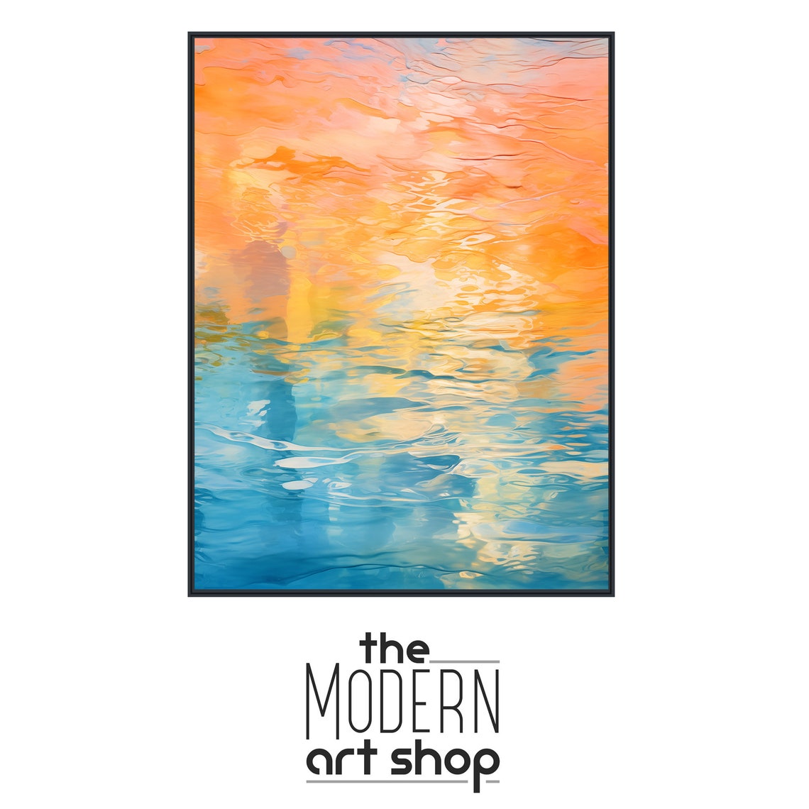 Golden Orange Sunrise Ocean Waves Abstract Seascape Wall Art - Image 4