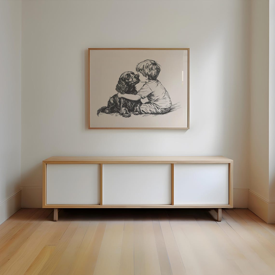 Boy And A Spaniel Art Dog Vintage Print Antique Vintage Painting Farmhouse Wall Decor Country Wall Art Dog Drawing Dog Wall Art - Image 2