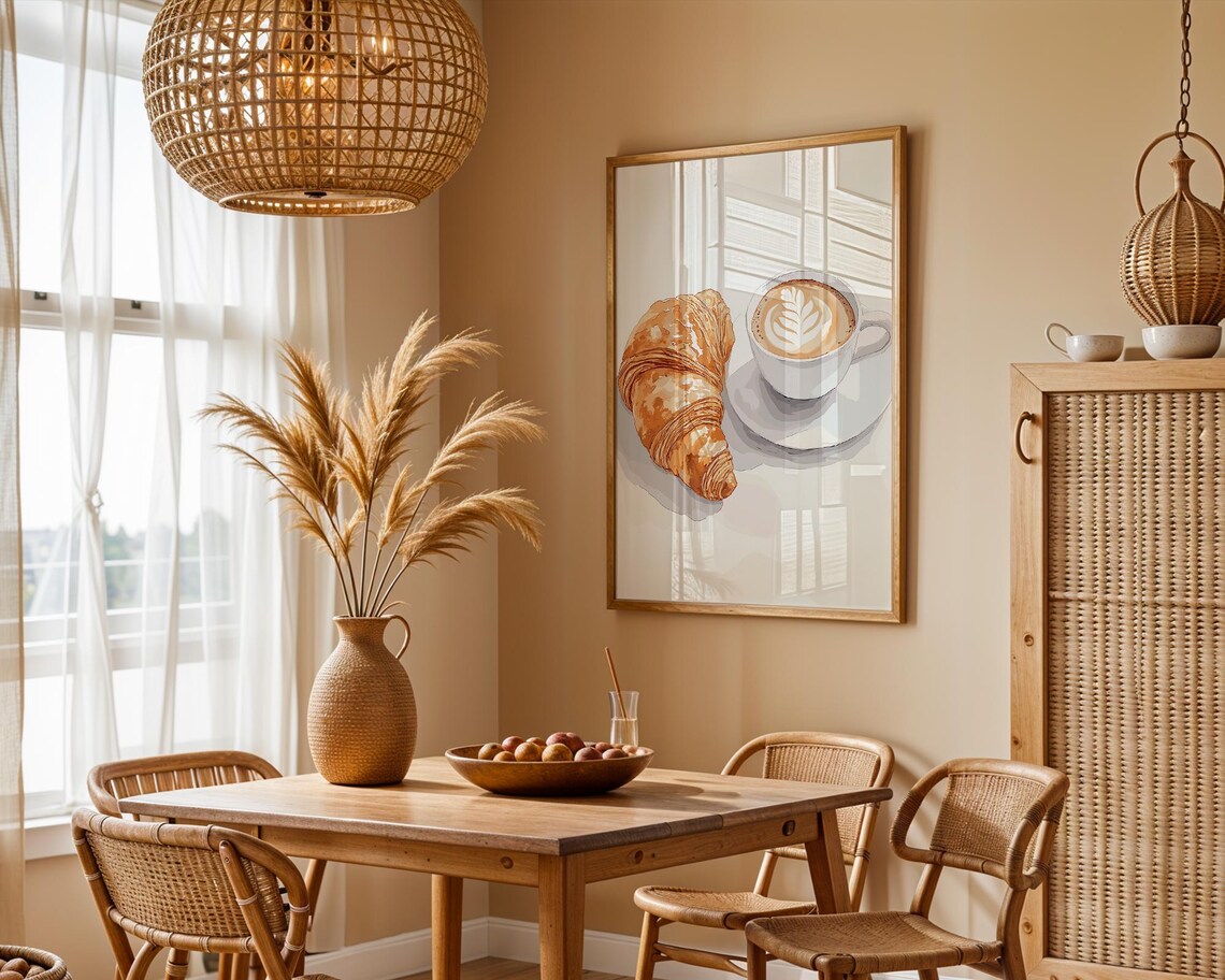 Breakfast Vintage Poster Croissant Coffee Print Breakfast Wall Art Kitchen Trendy Print Farmhouse Kitchen Posters Retro Kitchen Decor - Image 2