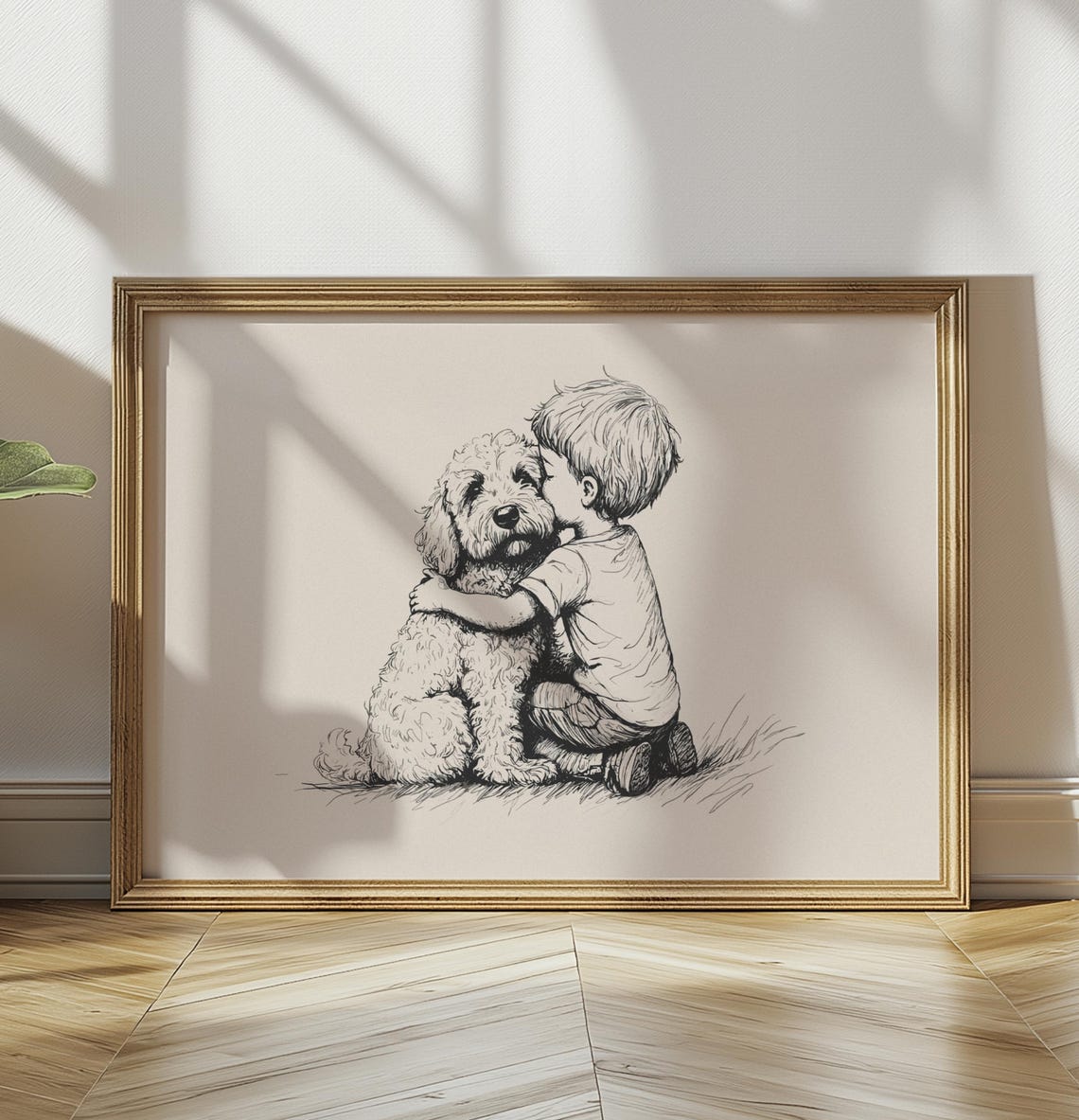 Goldendoodle And Boy Nursery Art Puppy Kids Room Poster Dog Baby Nursery Vintage Print Puppy Painting Dog Sketch Boy Room Retro Drawing - Image 2