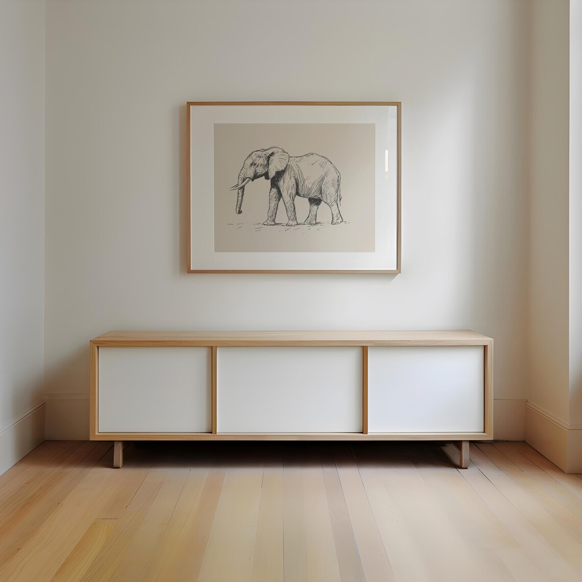 Elephant Walking Ink Sketch Safari Vintage Nursery Decor Poster - Image 2