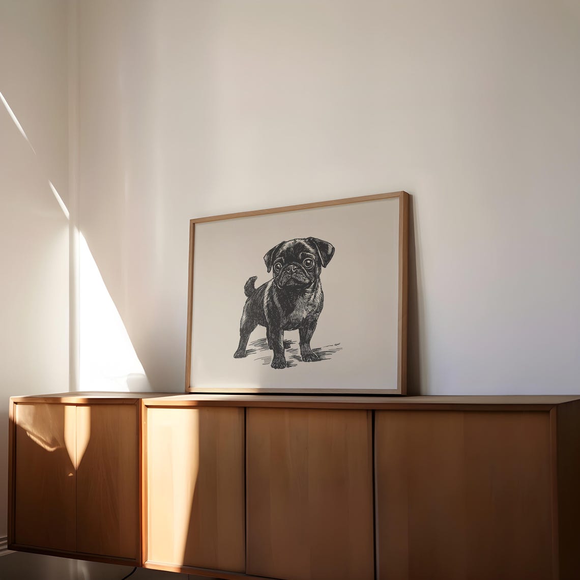 Pug Retro Drawing Pug Vintage Print Dog Lover Gift Idea Dog Wall Art Antique Puppy Painting Country Wall Art Pug Farmhouse Poster - Image 2