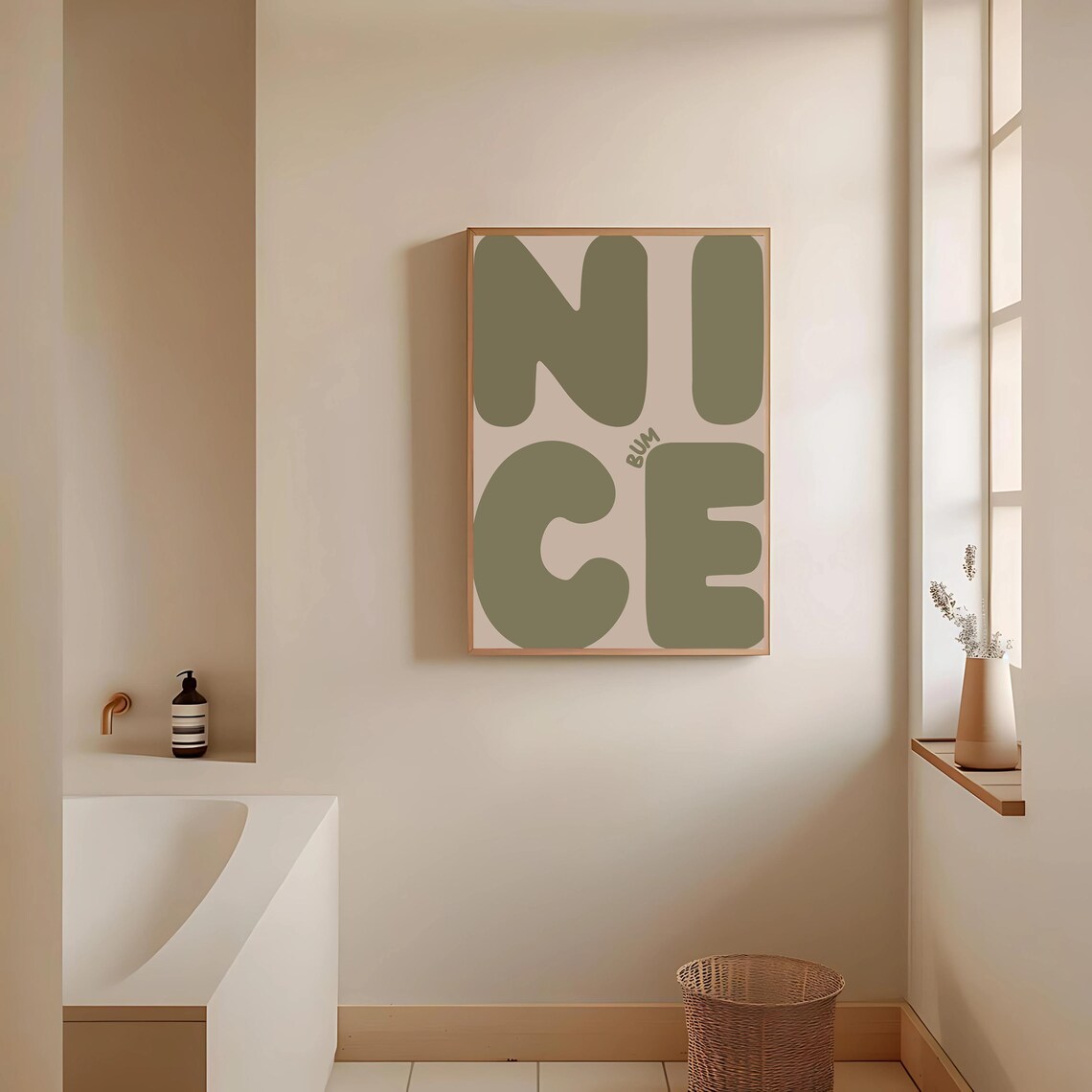 Nice Bum Art Print, Funny Boho Bathroom Decor - Image 3