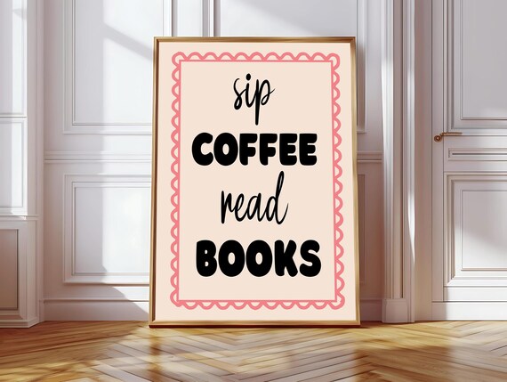 Sip Coffee Read Books, Retro Reader Gift