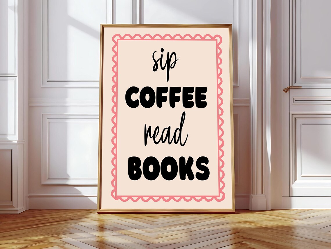 Sip Coffee Read Books, Retro Reader Gift