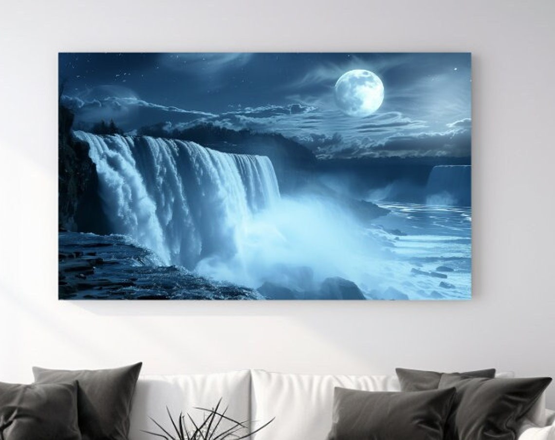 Niagara Waterfalls Moonlight Design Print Picture Home Decor Wall Art Gift Room Decor Wall Hangings