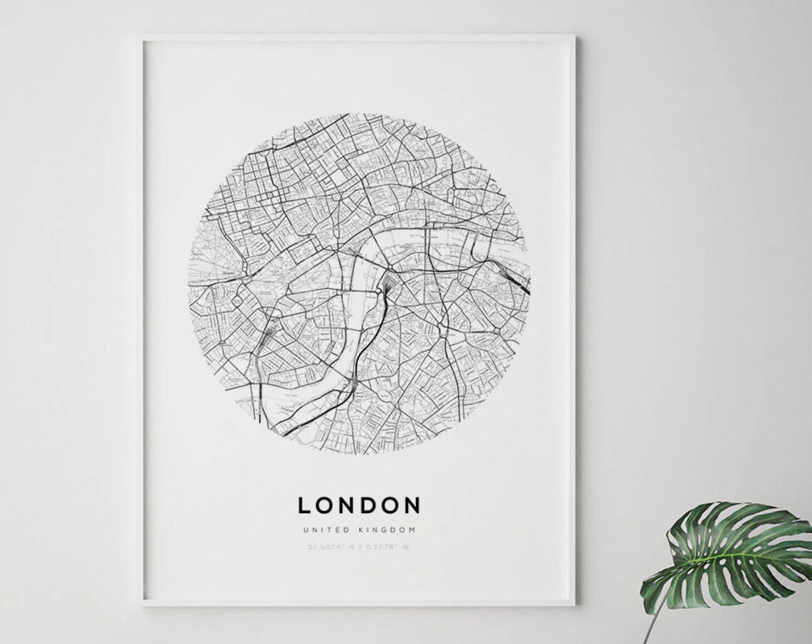 London Circle City Map, Minimalist Travel Poster