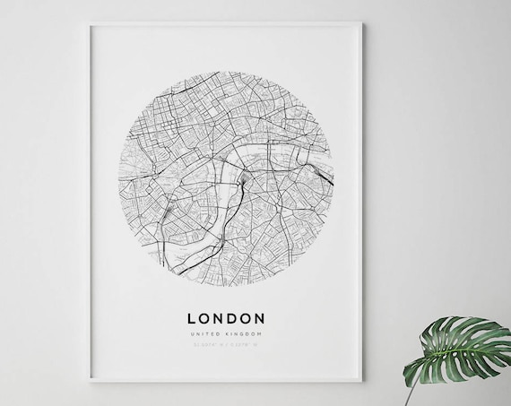 London Circle City Map, Minimalist Travel Poster