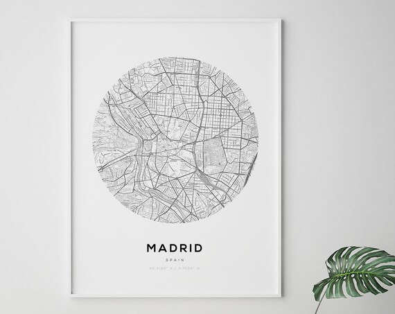 Madrid Map Print, Minimalist Spain Travel Poster