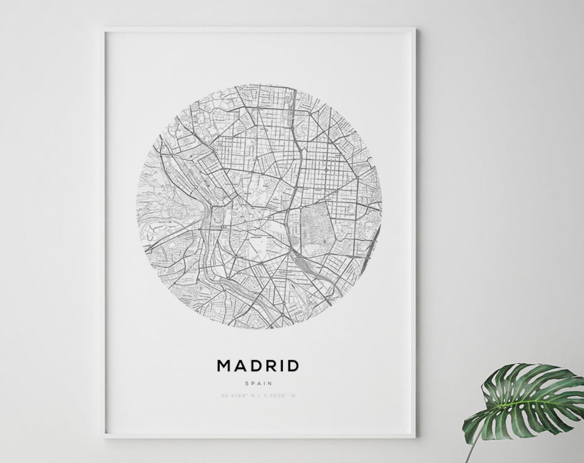 Madrid Map Print, Minimalist Spain Travel Poster