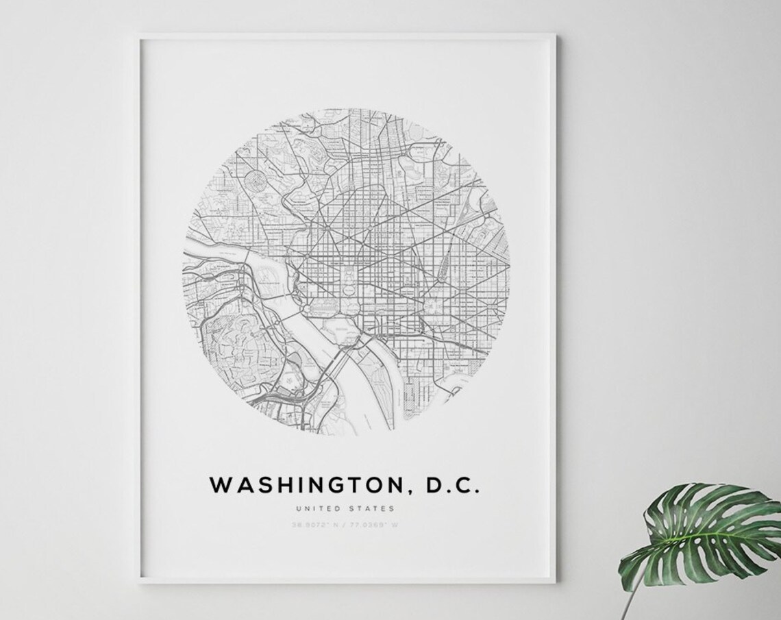 Washington DC Circle Map, Modern Travel Poster