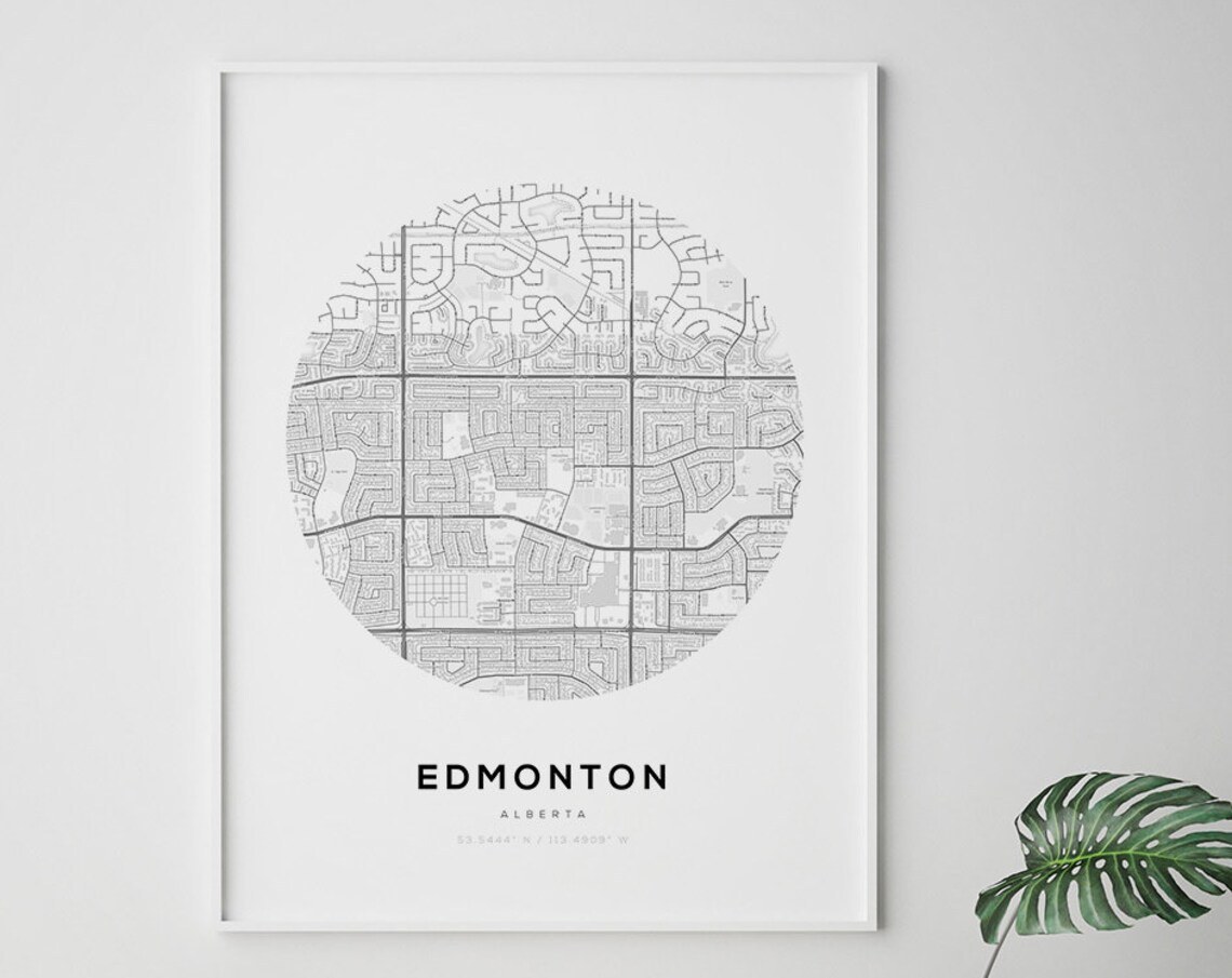 Edmonton Map Print, Minimalist Travel Poster