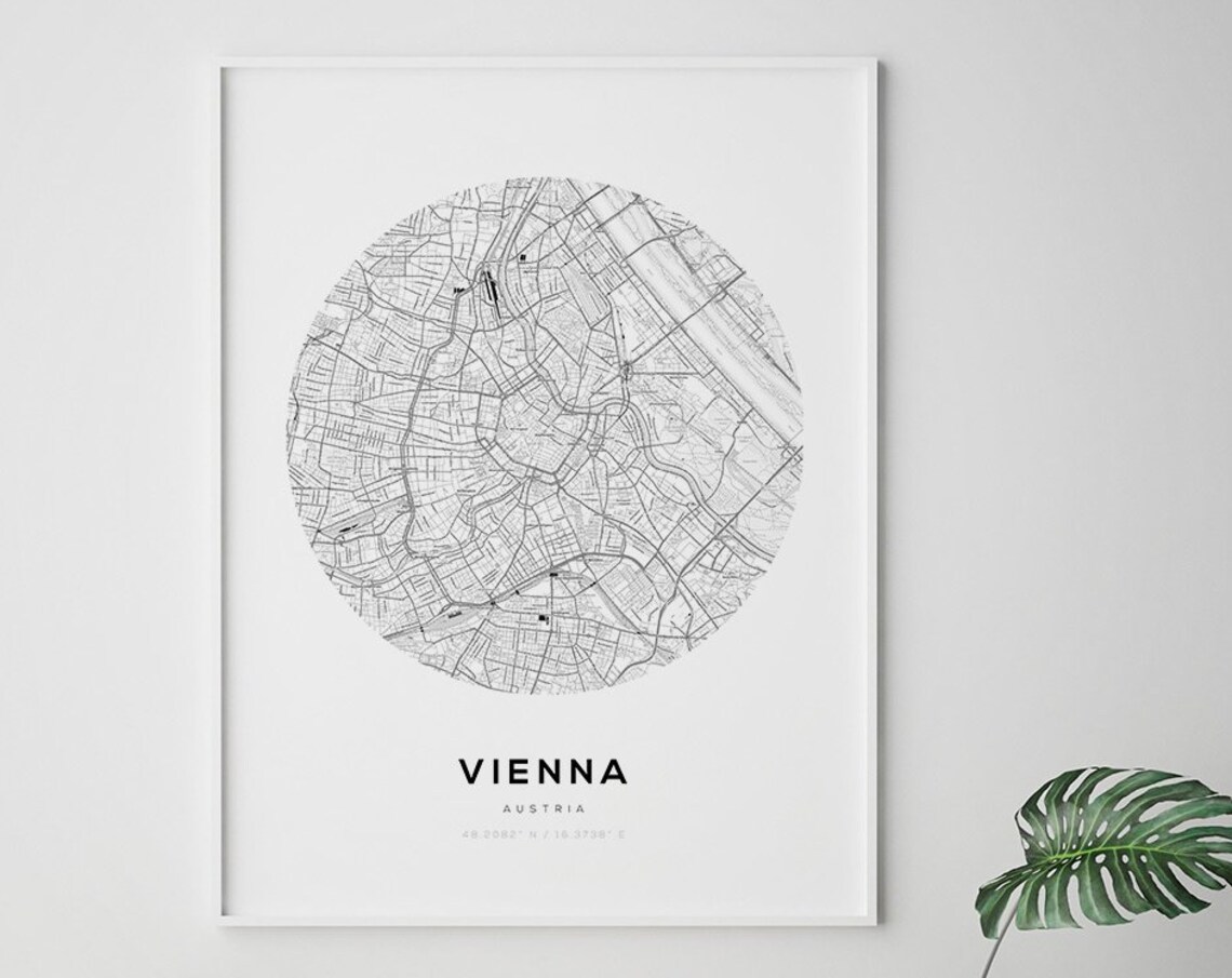 Vienna Map Minimalist Travel Poster, Austria
