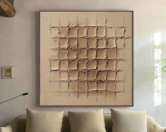 Brown Minimalist Wall Art Wabi Sabi Wall Art Beige Texture Painting Large Brown Minimalist Painting Neutral Wall Decor For Living Room Decor
