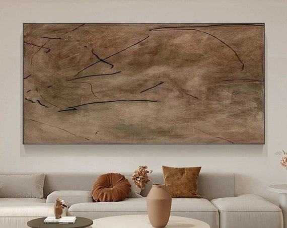 Minimalist Brown Abstract Wall Art Print, Textured