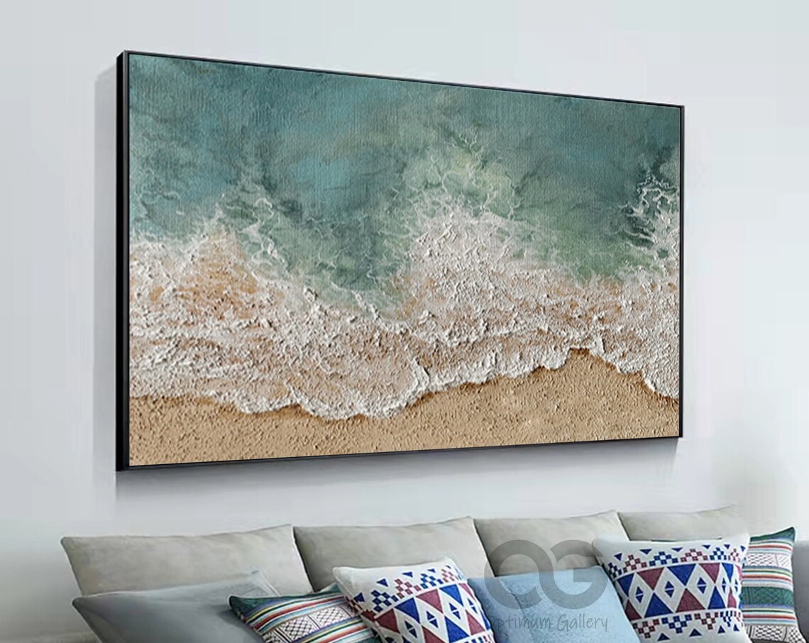 Abstract Coastal Ocean Art Print, Textured Green - Image 5