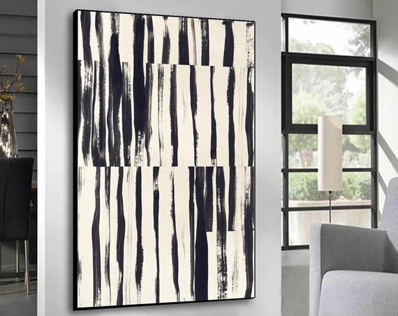 Large Black Abstract Wall Art Wabi Sabi Painting Beige Black Abstract Painting Black Texture Painting Boho Texture Art Wall Decor