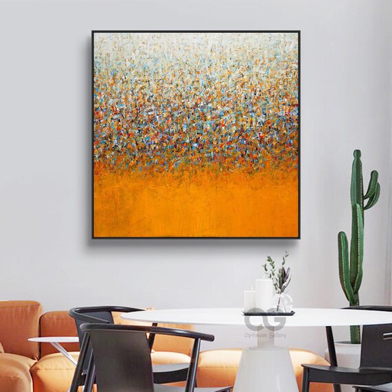 Jackson Pollock Art Large Orange Wall Art Original Abstract Painting Contemporary Pollock Style Art Colored Art Wall Decor Painting