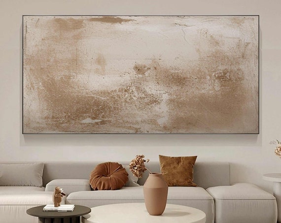 Large Beige Plaster Wall Art Beige Abstract Painting Beige Textured Painting Modern Minimalist Wall Art Neutral Minimalist Painting
