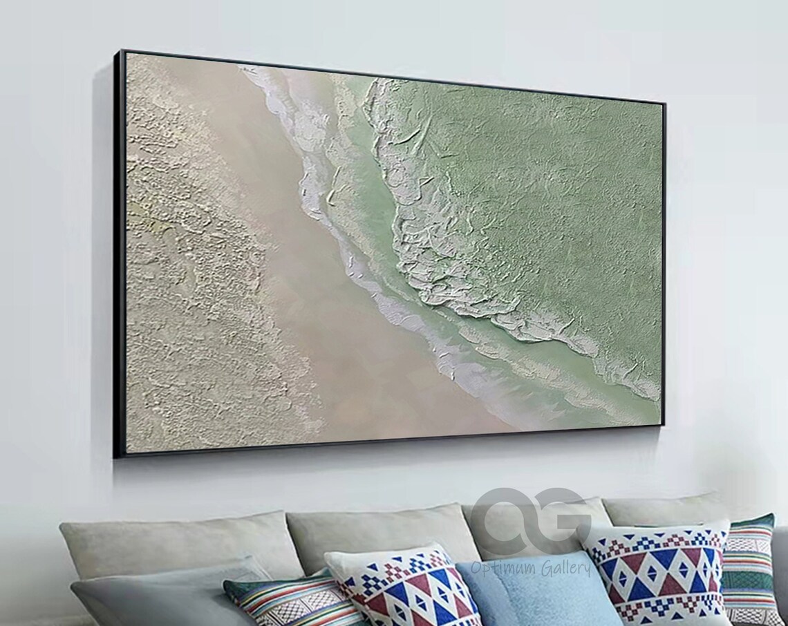Green Coastal Wave Abstract Beach Landscape Art Print - Image 5