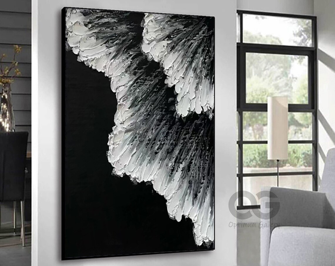 Black And White Ocean Abstract Wave Art Print