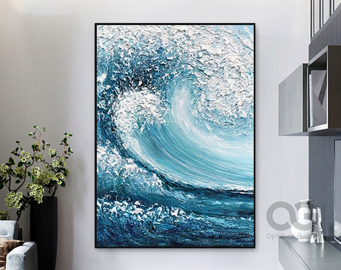 Texture Blue Wave Abstract Ocean Surf Art Print
