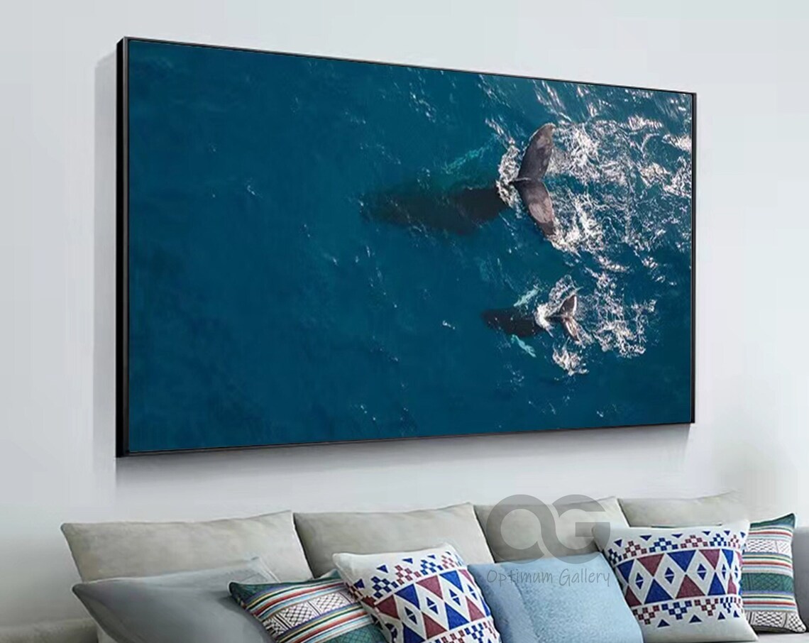 Whale Oil-Painting-Style Art Print, Abstract Ocean Wall