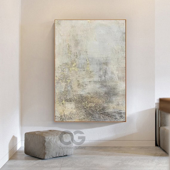 Large Abstract Wall Art Minimalist Grey Painting Abstract Painting Gold Art Wall Painting Abstract Texture Wall Art Beige Wall Decor