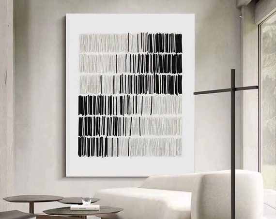 Beige Wabi Sabi Wall Art Black Beige Abstract Painting Large White Minimalist Wall Art Beige Textured Painting Neutral Wall Decor