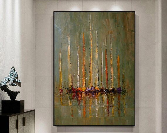 Abstract Sailboat Painting, Modern Nautical Wall Art Print