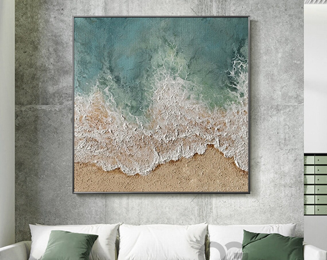 Abstract Coastal Sea Wall Art Print, Green Beach