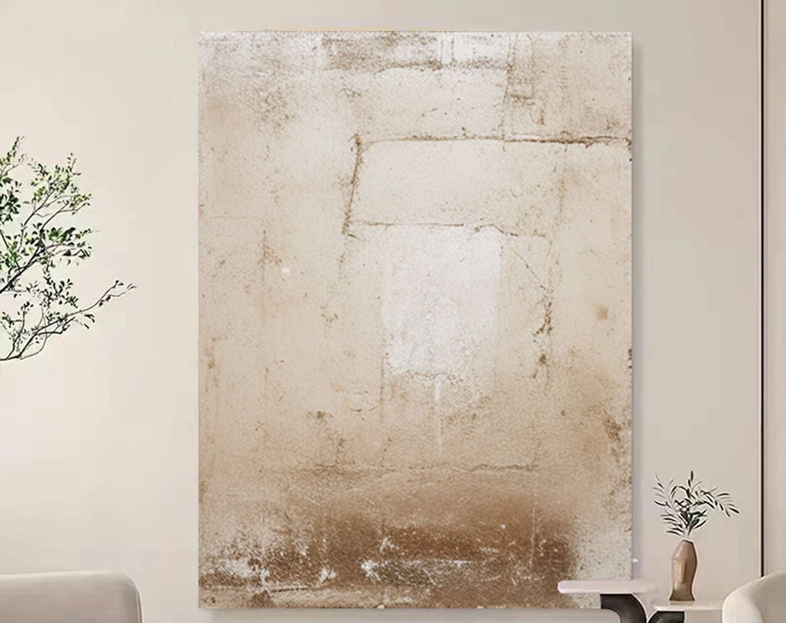 Vertical Beige Plaster Texture Wabi Sabi Abstract Neutral Wall Poster