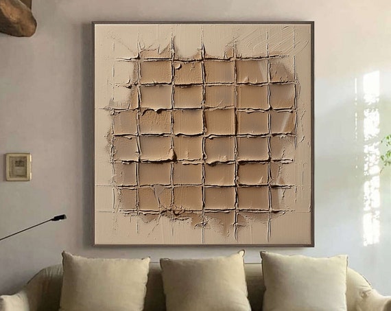 Brown Wabi Sabi Wall Art Light Brown Minimalist Wall Art Brown 3d Texture Painting Neutral Minimalist Painting Boho Livingroom Wall Decor