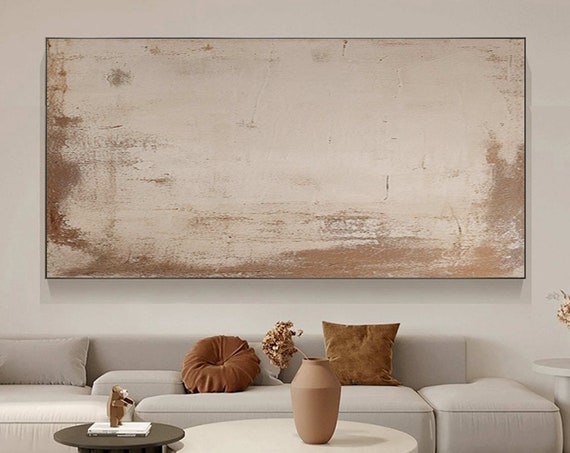 Beige Wabi Sabi Wall Art Beige Abstract Painting Neutral Abstract Wall Art Horizontal Beige Textured Wall Art Large Beige Wall Decor