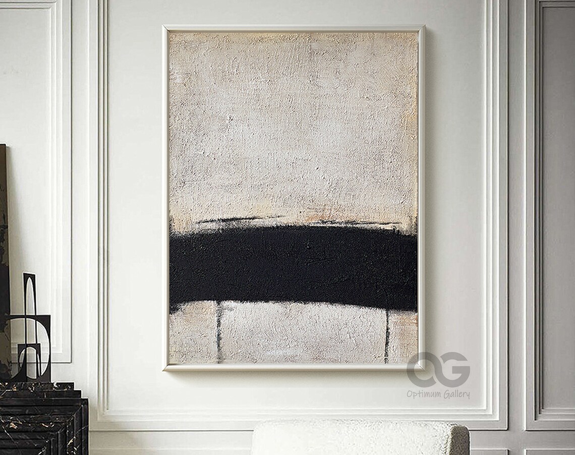 Beige and Black Abstract Art Print, Modern Minimalist - Image 4