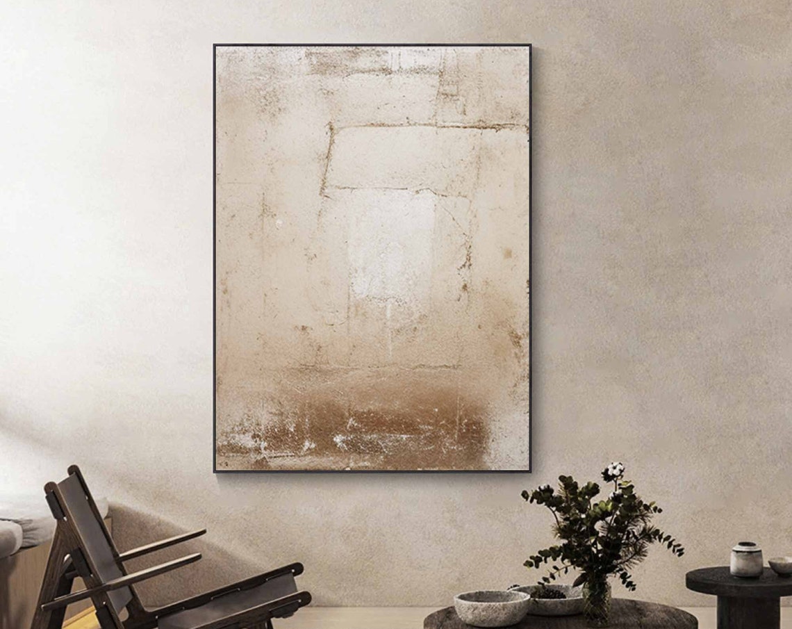 Vertical Beige Plaster Texture Wabi Sabi Abstract Neutral Wall Poster - Image 4