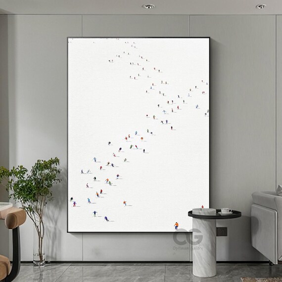 Original Ski Sport Painting Skiing On Snow Art Custom Painting Textured Wall Art Personalized Gift For Skier Snowy Mountain Art Home Decor