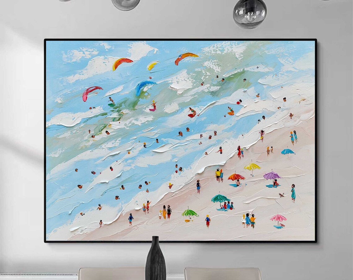 Blue Beach Abstract Painting, Summer Sea Art Print - Image 5